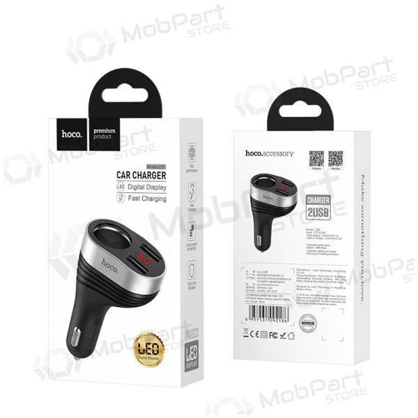 Carregador automobilinis Hoco Z29 x 2 USB (3.1A) (preto)