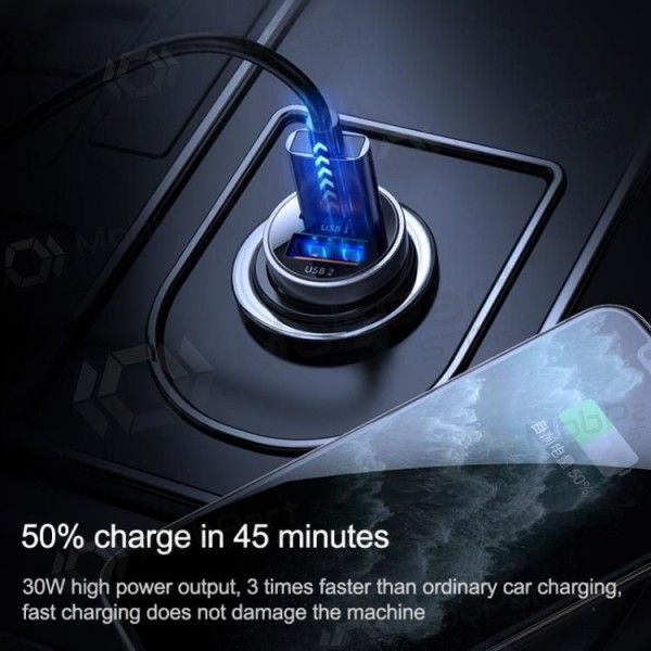 Carregador automobilinis Joyroom C-A09 2xUSB (SCP, PD, AFC) 3.0 30W (preto)