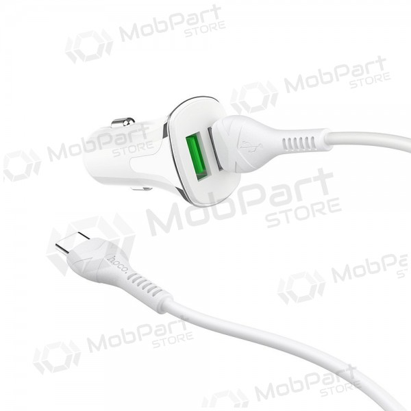 Carregador automobilinis Hoco Z31 Quick Charge 3.0 (3.4A) x 2 USB + Type-C (branco)