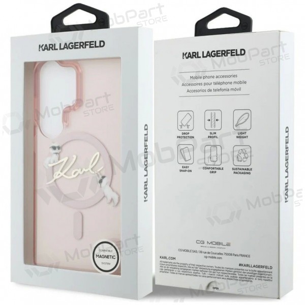 Capa Samsung Galaxy S26 Ultra - Karl Lagerfeld IML Choupette Karl Script Logo Magnetic (rosa)