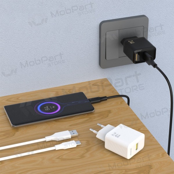 Carregador de telefone Dudao A23T 12 W USB-A com cabo USB-C 1 m preto