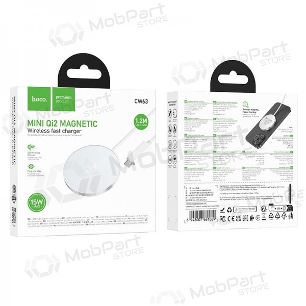 Carregador sem fio Hoco CW63 15 W Qi2 branco