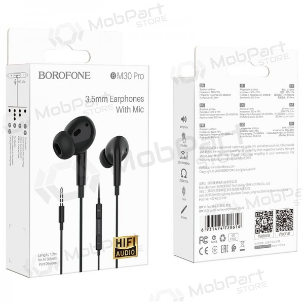 Mãos livres Borofone BM30 Pro 3,5mm (preto)