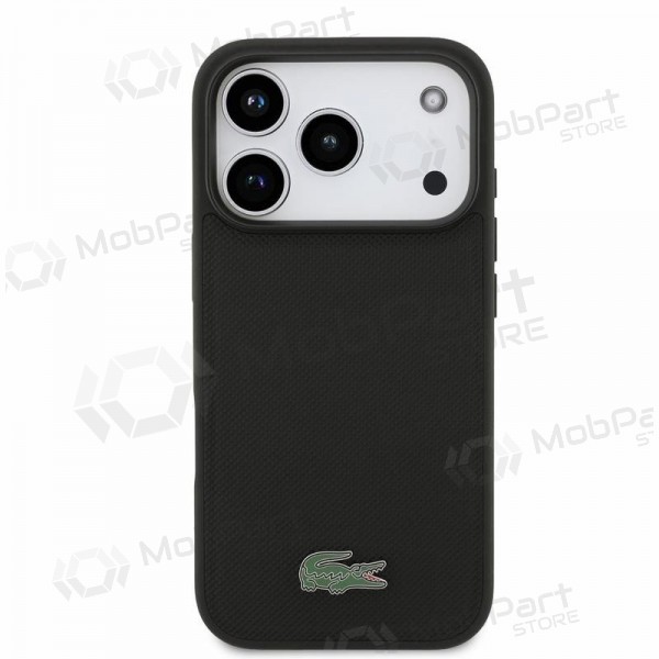 Capa Apple iPhone 18 Pro - Lacoste PVC Iconic Petit Pique Metal Logo MagSafe (preto)