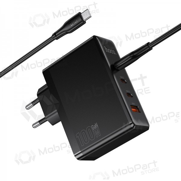 Carregador de rede Hoco N85 100 W 3x USB-C + USB-A com cabo USB-C 2 m preto