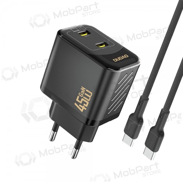Carregador de telefone Dudao A28PC 45 W GaN 2x USB-C com cabo USB-C de 1 m preto