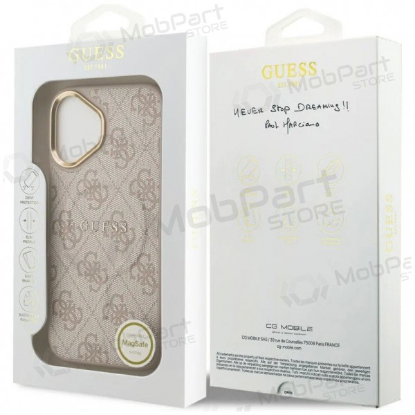 Capa para Apple iPhone 17 -Guess PU Leather 4G Gold Frame MagSafe- (rosa)