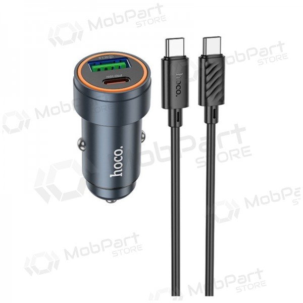 Carregador de telefone para carro Hoco Z57A 30 W USB-C + USB-A com cabo USB-C de 1 m