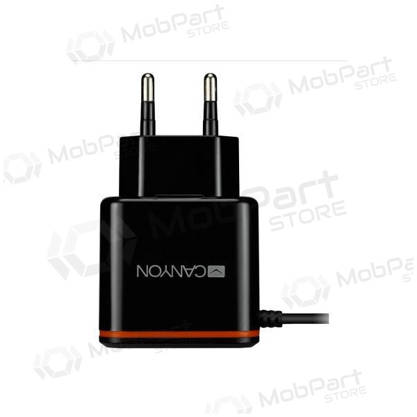 Carregador CANYON CNE-CHA042 + Type-C cabo (1xUSB 5V 2.1A) (preto)