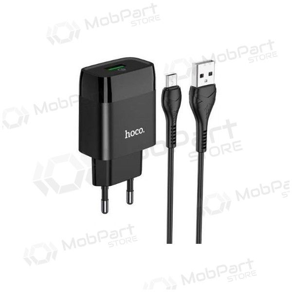 Carregador HOCO C72Q Glorious USB + microUSB cabo (QC3.0) (preto)