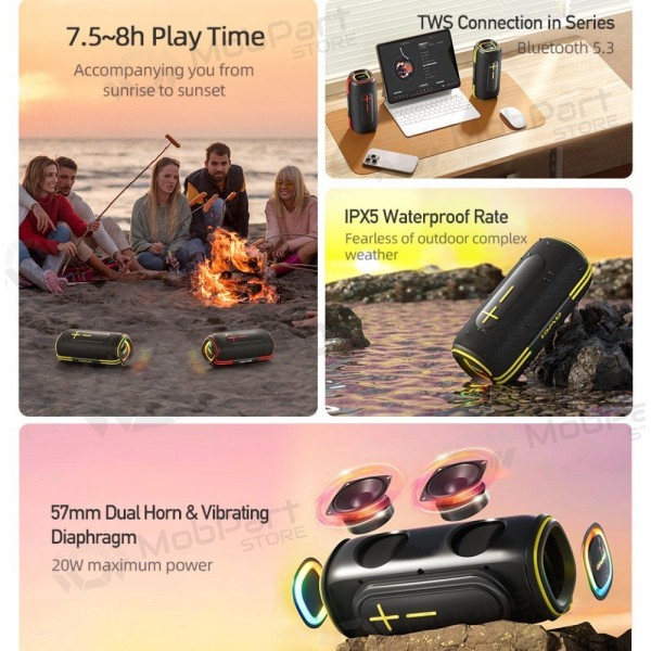 Bluetooth alto-falante portátil Awei KA5 20W preto