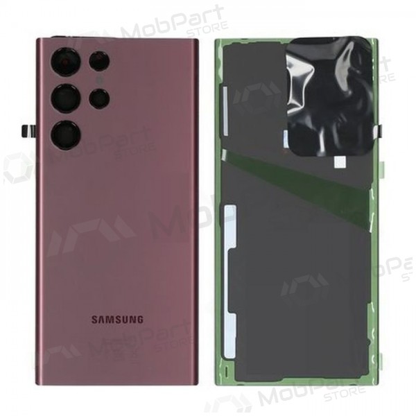 Samsung S908 Galaxy S22 Ultra tampa traseira da bateria (Burgundy) (usado grade A, original)