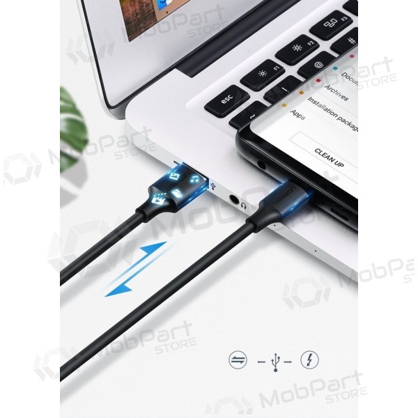 USB cabo Ugreen US287 USB to USB-C 3A 1.0m preto