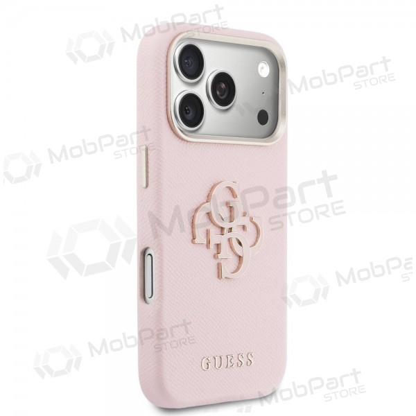 Capa para Apple iPhone 17 Pro Max - Guess PU Grained 4G Resin Metal Logo (rosa)
