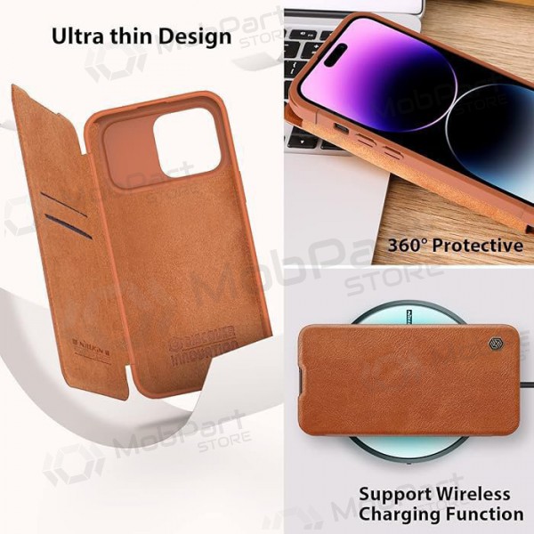 Capa para Apple iPhone 14 - Nillkin Leather (castanho)