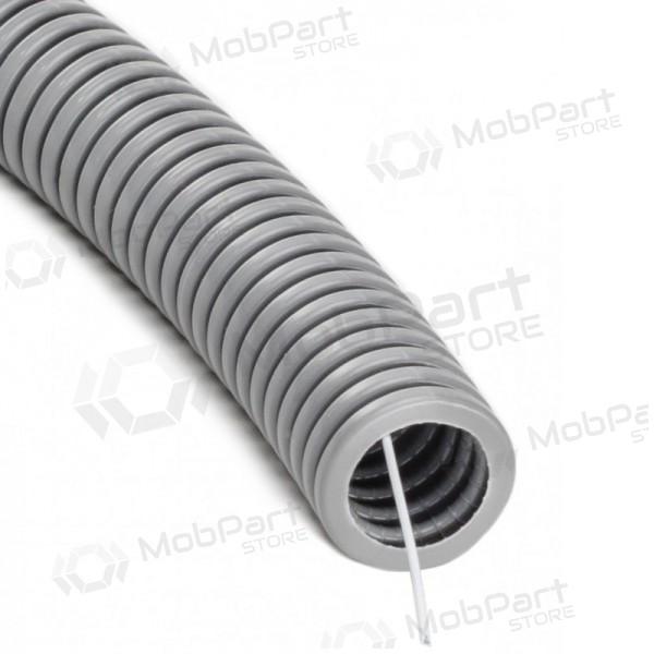 Gofruotas cinza PVC vamzdis su viela 25mm (50m, 320 N/5 cm)