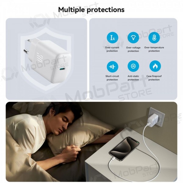 Carregador Joyroom JR-TCF24 USB-C PD30W + USB-C to USB-C cable 1.0m branco