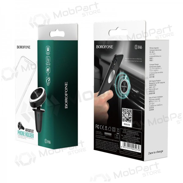 Automobilinis Universal telefono laikiklis Borofone BH6, mounted on ventilation grilles, magnetic, preto