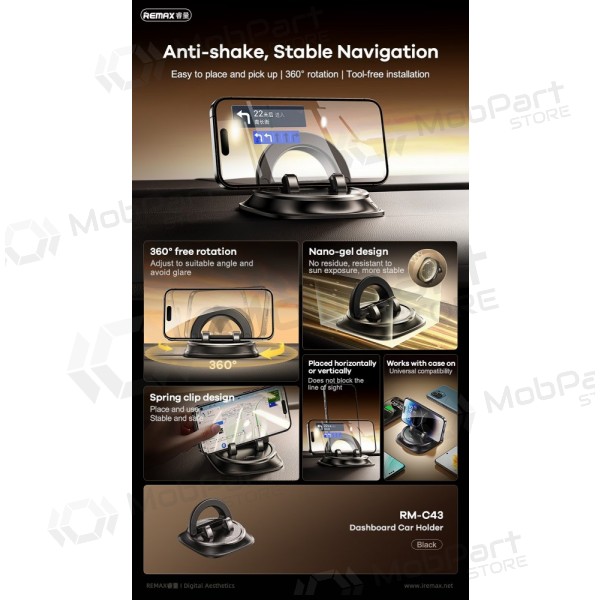 Suporte de telefone para carro Remax RM-C43 para painel 360°