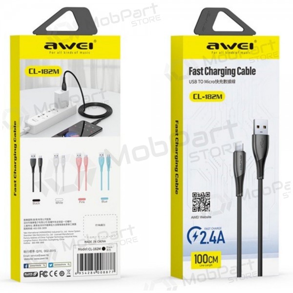 Cabo Micro USB Awei CL-182M USB-A para Micro USB 1 m preto