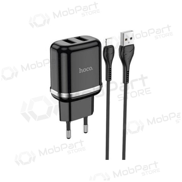 Carregador HOCO N4 Aspiring Dual USB + type-C cabo (5V 2.4A) (preto)