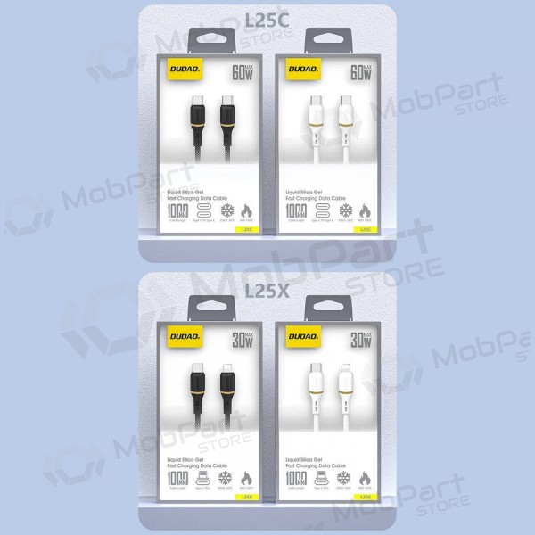 Cabo USB-C Dudao L25C USB-C para USB-C 1 m 60 W preto