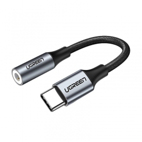 Adaptador de áudio Ugreen AV161 USB-C para 3.5 mm cinzento