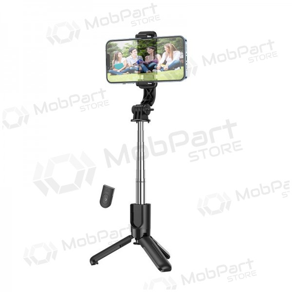 Pau de selfie tripé Hoco K17 Mini para telefone 750 mm Bluetooth preto