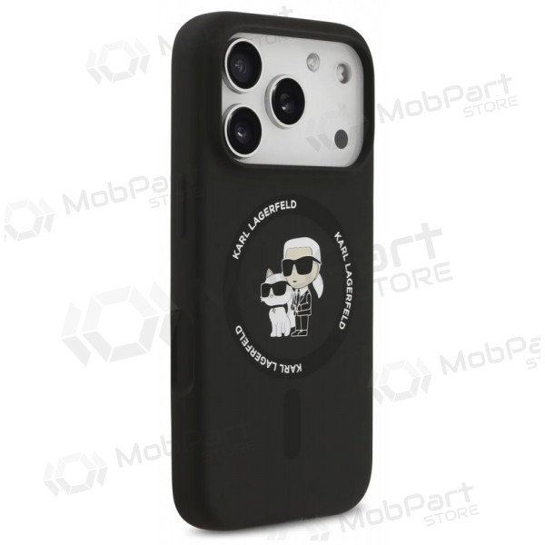 Capa para Apple iPhone 17 Pro - Karl Lagerfeld Liquid Silicone Karl and Choupette MagSafe (preta)