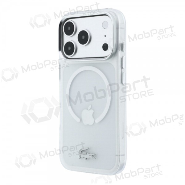 Capa Apple iPhone 18 Pro Max - Lacoste IML Frosted Petit Pique Metal Logo MagSafe (transparente)