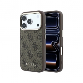 Capa para Apple iPhone 18 Pro - Guess PU Leather 4G Gold Frame MagSafe
