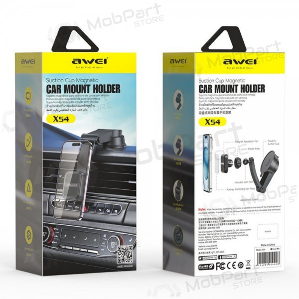 Suporte para telefone de carro Awei X54 Magnetic (dashboard/windshield) preto