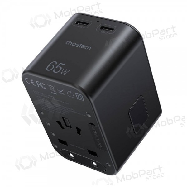 Universal kelioninis carregador Choetech PD5009 65W 2xUSB-C/USB-A preto