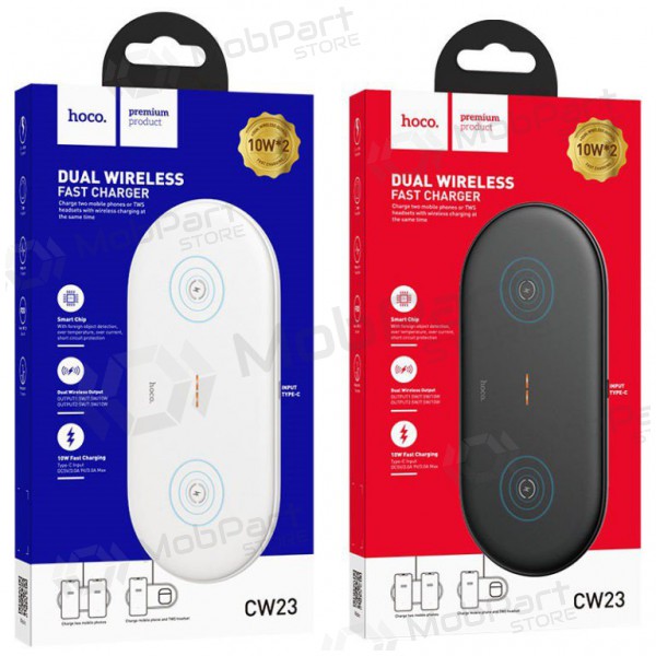 Sem fio carregador HOCO CW23 Dual Power FastCharge (branco)