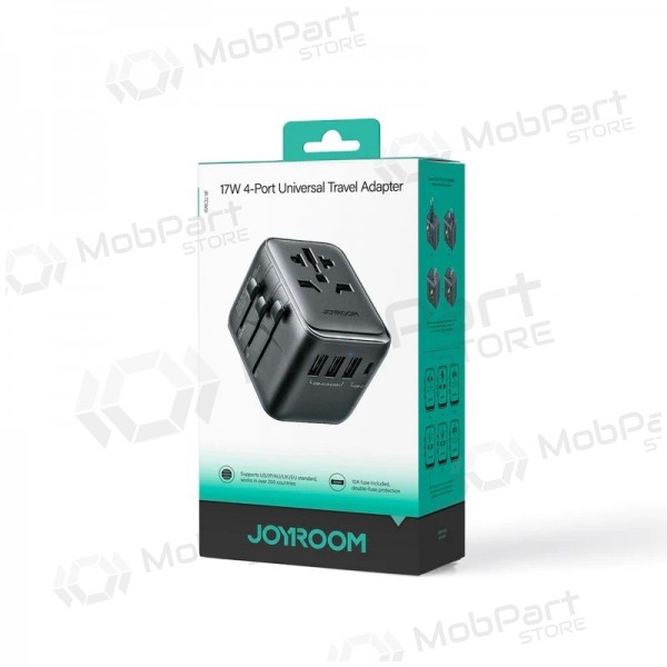 Universal kelioninis carregador Joyroom JR-TCW01 3xUSB-A/USB-C preto