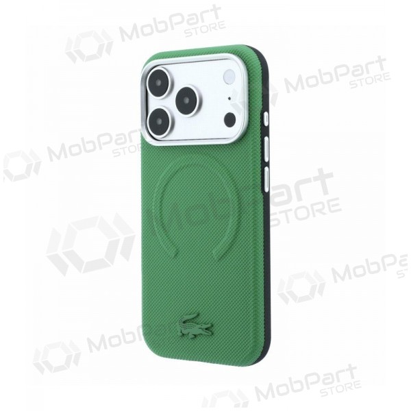 Capa para Apple iPhone 18 Pro - Lacoste PVC Petit Pique Semi Wrap Embossed MagSafe (verde)