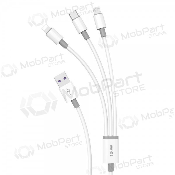 Cabo USB Dudao L8s-3in1 USB-A para USB-C / Micro USB / Lightning 1.2 m 100 W