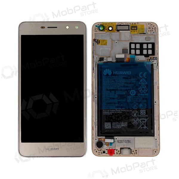 Huawei Y6 2017 (Nova Young) / Y5 2017 (Y5-3) ecrã (dourado) (com moldura e bateria) (service pack) (original)