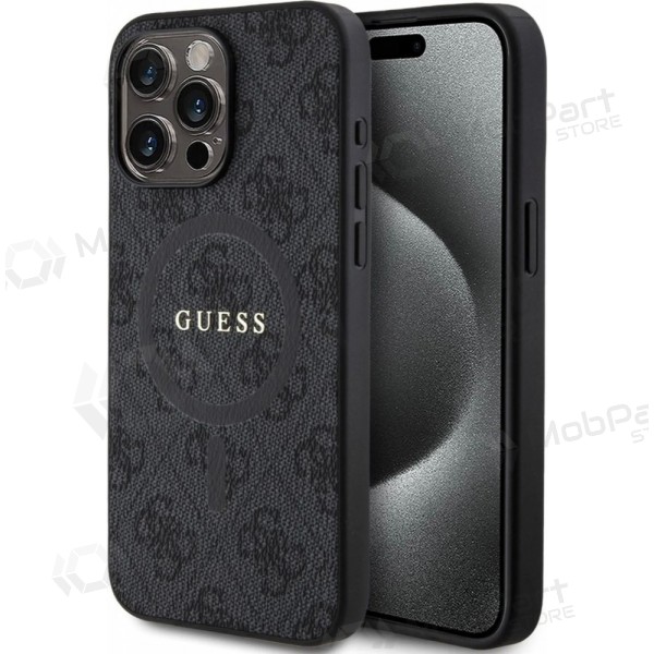 Capa Apple iPhone 15 Pro Max - Guess PU Leather 4G Colored Ring MagSafe (preta)