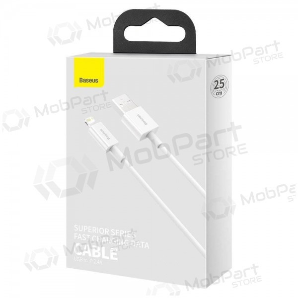 USB cabo Baseus Superior Lightning 2.4A 0.25m (branco) CALYS-02