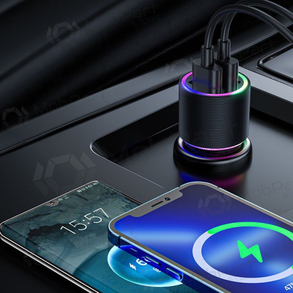 Carregador automobilinis Joyroom JR-CL10 LED 2xUSB 24W (preto)