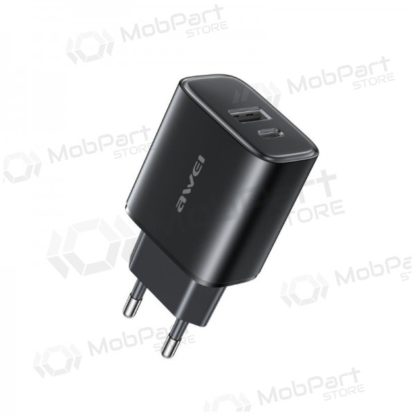 Carregador de telefone Awei PD85-EU 22.5 W USB-C + USB-A preto