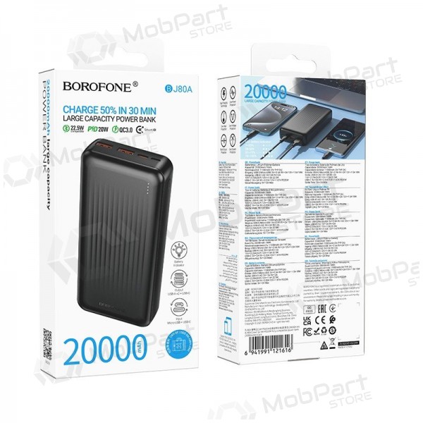 Bateria externa Power Bank Borofone BJ80A 22.5W 20000mAh preto