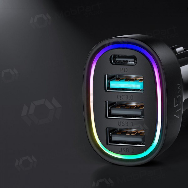 Carregador automobilinis Joyroom JR-CL09 LED 4xUSB (PD, QC) 45W (preto)