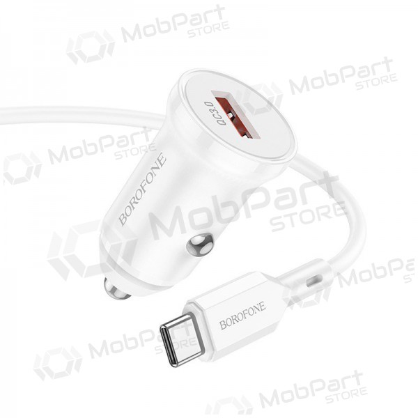 Carregador automobilinis Borofone BZ18 Quick Charge 3.0 18W + Type-C (branco)