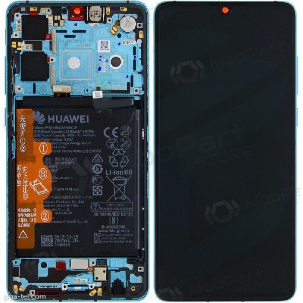 Ecrã Huawei P30 (2019) (Aurora) (com moldura e bateria) (service pack) (original)