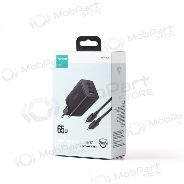 Carregador buitinis Joyroom GaN JR-TCG01 2xUSB-C/USB-A 65W + USB-C cable 1.2m preto
