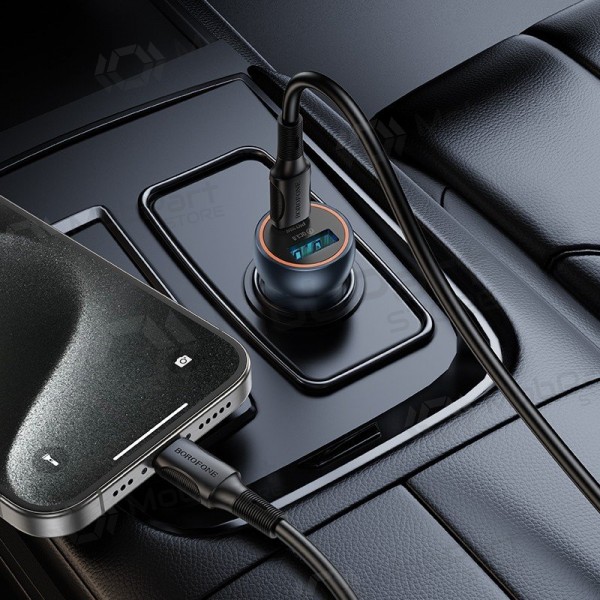Carregador de carro Borofone BZ32A USB-C/USB-A 30W cinza