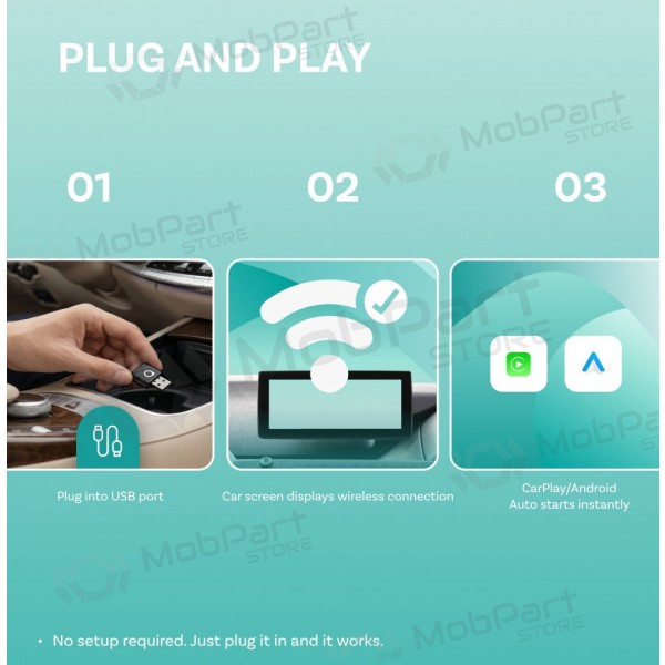 Adaptador CarPlay / Android Auto sem fio Ottocast Mini Aura CA530-T preto