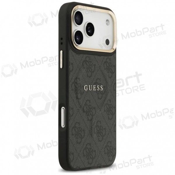 Capa para Apple iPhone 17 Pro - Guess PU Leather 4G Gold Frame MagSafe (preta)